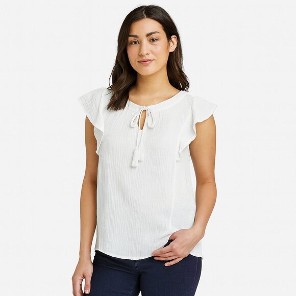 andree by unit womens white cap sleeve pullover top size S - Picture 1 of 4